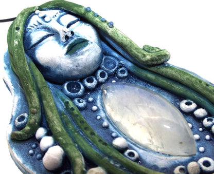 Ceramic Goddess with Rainbow Moonstone Wall Art 26