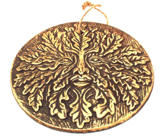 Round Green Man Ceramic Plaque
