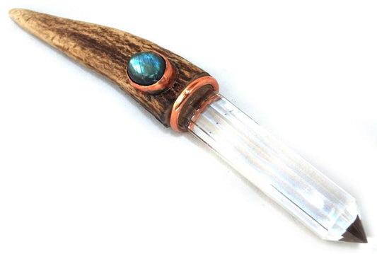 Deer Antler Quartz and Labradorite Wand 02