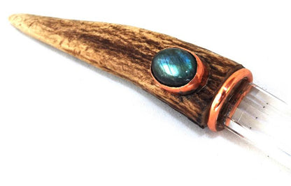 Deer Antler Quartz and Labradorite Wand 02