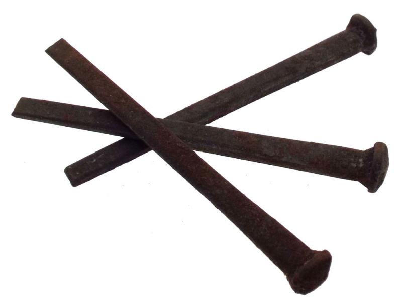 Set of Three 60mm Hand Forged Rose Head Coffin Nails