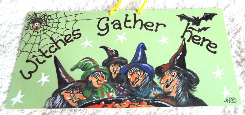 Witchy Hanging Sign Witches Gather Here