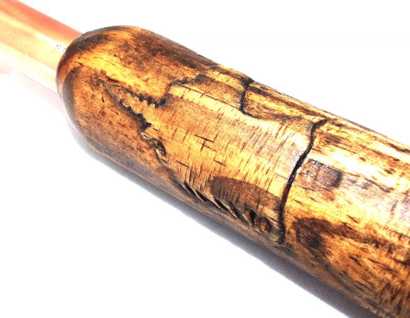 Smoky Citrine Quartz Wood and Copper Wand
