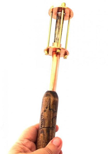 Smoky Citrine Quartz Wood and Copper Wand