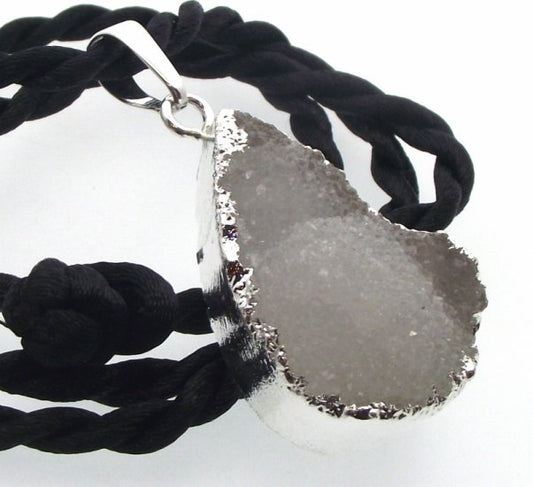 Himalayan Druzy Quartz Crystal Electroplated Pendant Design 10