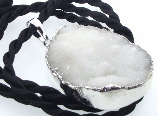 Himalayan Druzy Quartz Crystal Electroplated Pendant Design 02