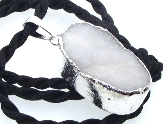 Himalayan Druzy Quartz Crystal Electroplated Pendant Design 05
