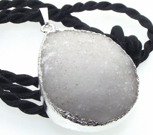 Himalayan Druzy Quartz Crystal Electroplated Pendant Design 09