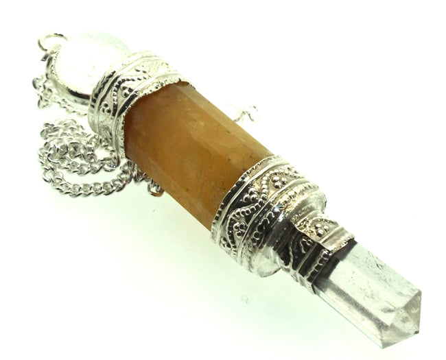 Himalayan Golden Quartz Gemstone Wand Pendulum