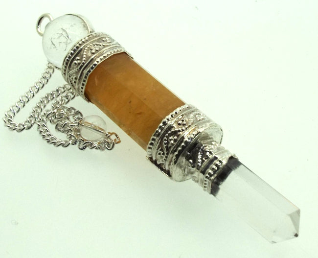 Himalayan Golden Quartz Gemstone Wand Pendulum