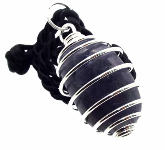 Iolite Tumbled Gemstone Spiral Pendant