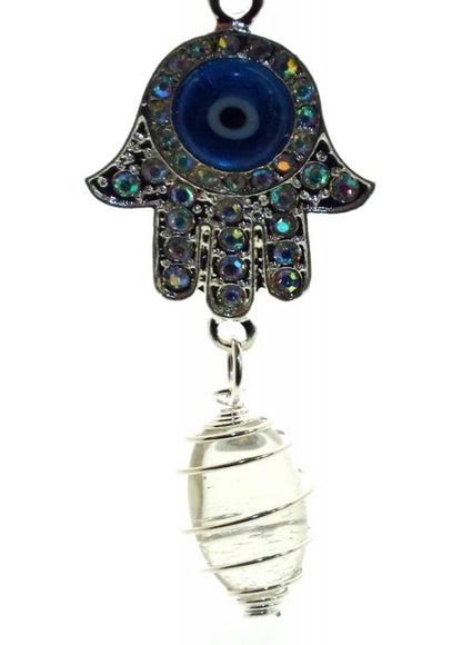 Evil Eye Hand Crystal Lingam Bag Charm Keyring