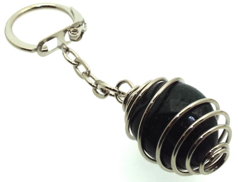 Bloodstone Gemstone Spiral Keyring