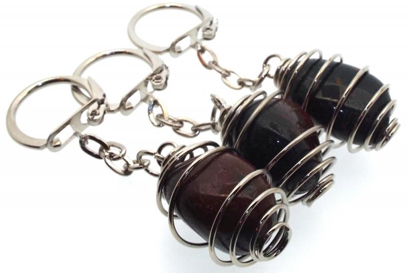 Bloodstone Gemstone Spiral Keyring