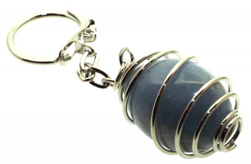 Angelite Gemstone Spiral Keyring