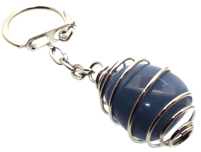Angelite Gemstone Spiral Keyring