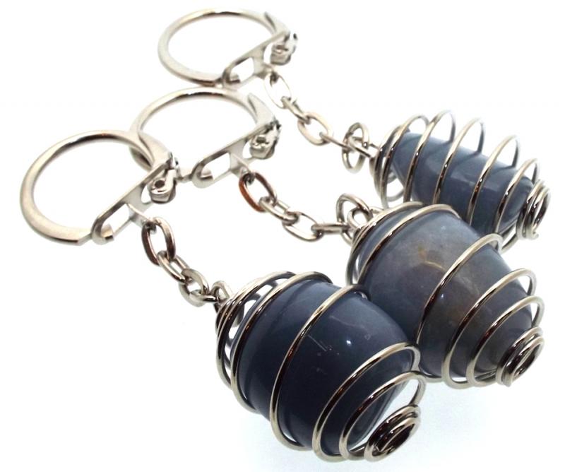 Angelite Gemstone Spiral Keyring