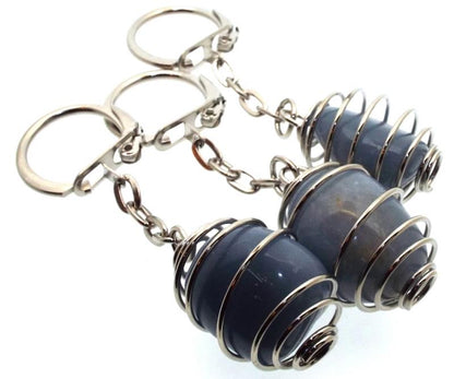Angelite Gemstone Spiral Keyring