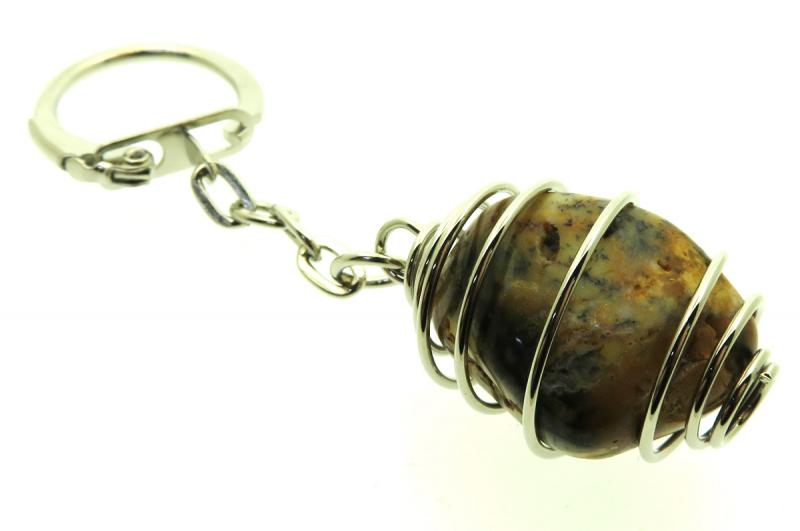 Merlinite Gemstone Spiral Keyring