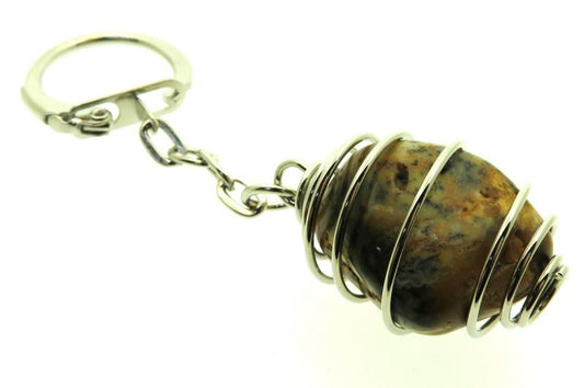 Merlinite Gemstone Spiral Keyring