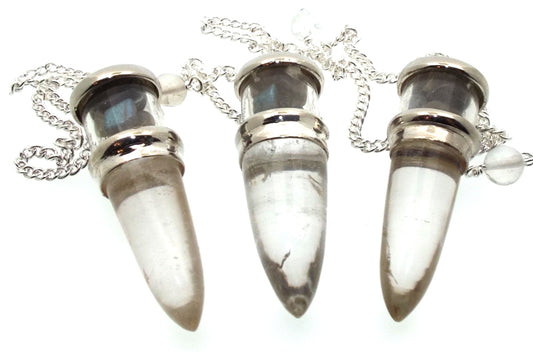 Labradorite and Quartz Gemstone Vial Pendulum