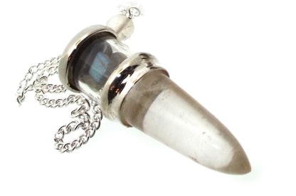 Labradorite and Quartz Gemstone Vial Pendulum