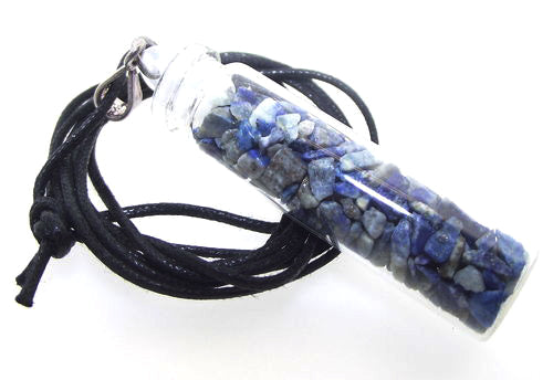 Lapis Lazuli Gemstone Crystal Glass Bottle Pendant
