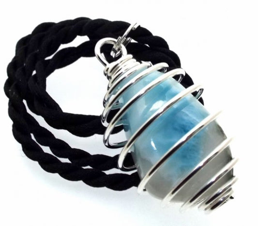 Larimar Tumbled Gemstone Spiral Pendant