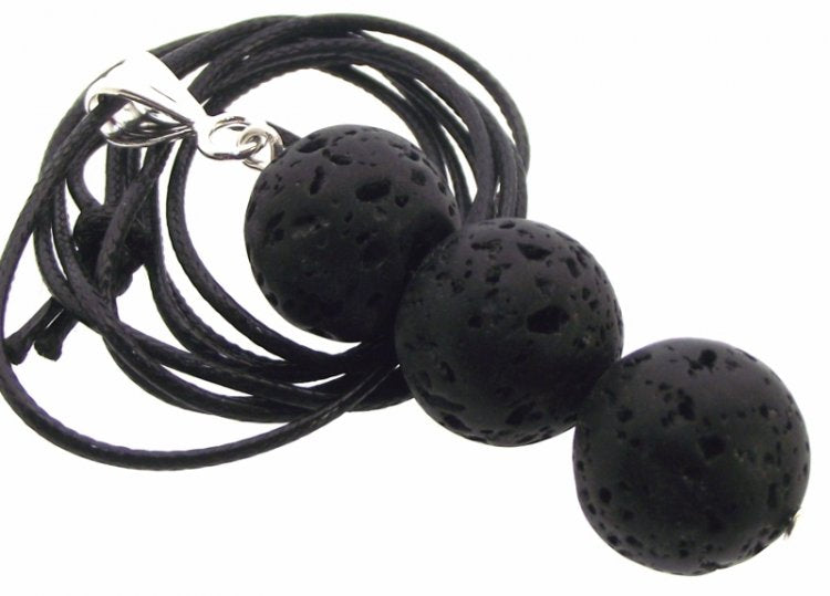 14mm Lava Rock Gemstone Triple Sphere Pendant