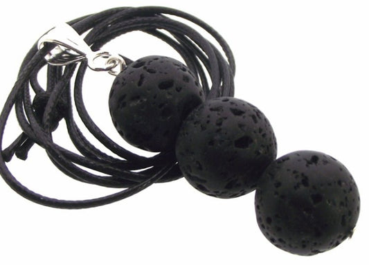 14mm Lava Rock Gemstone Triple Sphere Pendant