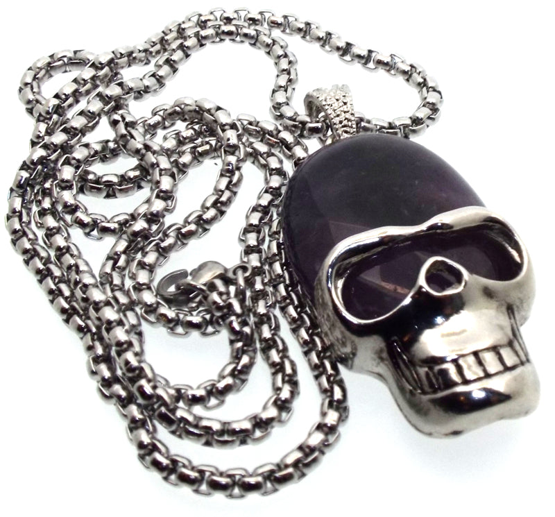 Amethyst Skull Chain Necklace