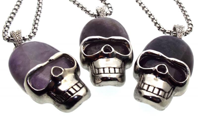 Amethyst Skull Chain Necklace