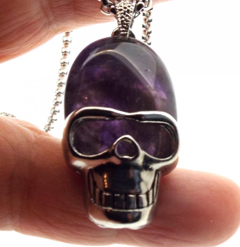 Amethyst Skull Chain Necklace