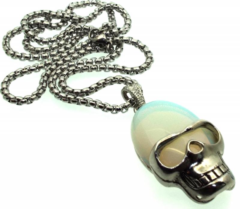 Opalite Skull Chain Necklace