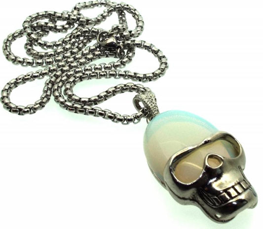 Opalite Skull Chain Necklace