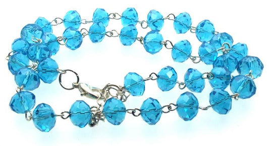 20 Inch Blue Crystal Glass Bead Necklace