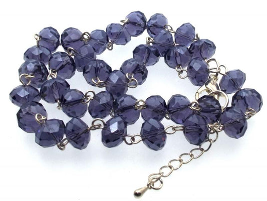 20 Inch Purple Crystal Glass Bead Necklace