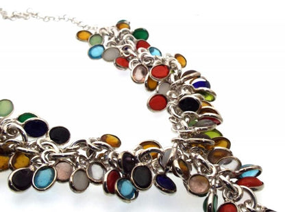Multi Coloured Gemstone Gypsy Charm Necklace