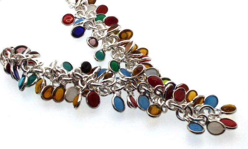Multi Coloured Gemstone Gypsy Charm Necklace