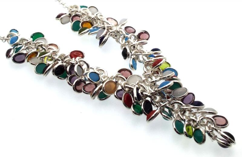 Multi Coloured Gemstone Gypsy Charm Necklace