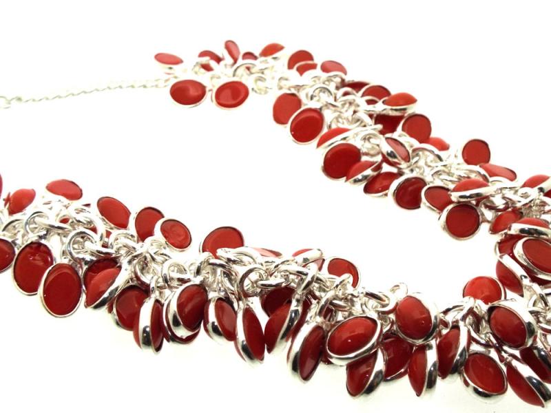 Red Coral Gemstone Gypsy Charm Necklace