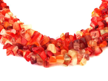Red Agate Gemstone Chip Collar Necklace