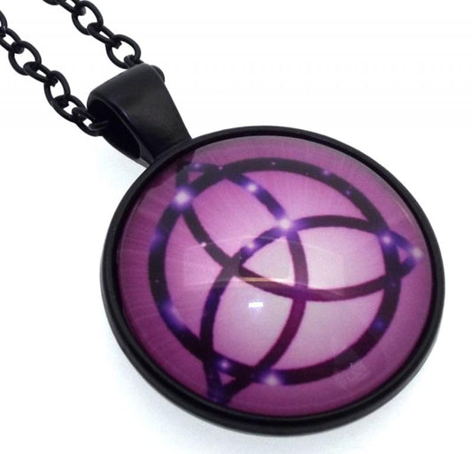 Purple Triquetra Glass Dome Chain Necklace