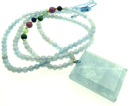 Aquamarine Gemstone 24 inch Necklace 01