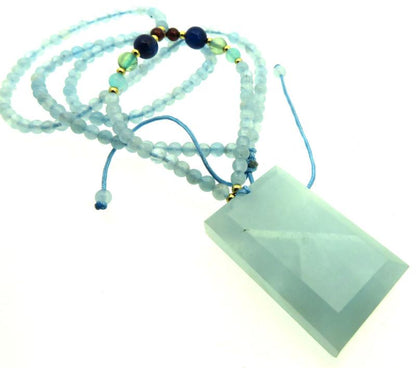 Aquamarine Gemstone 24 inch Necklace 02