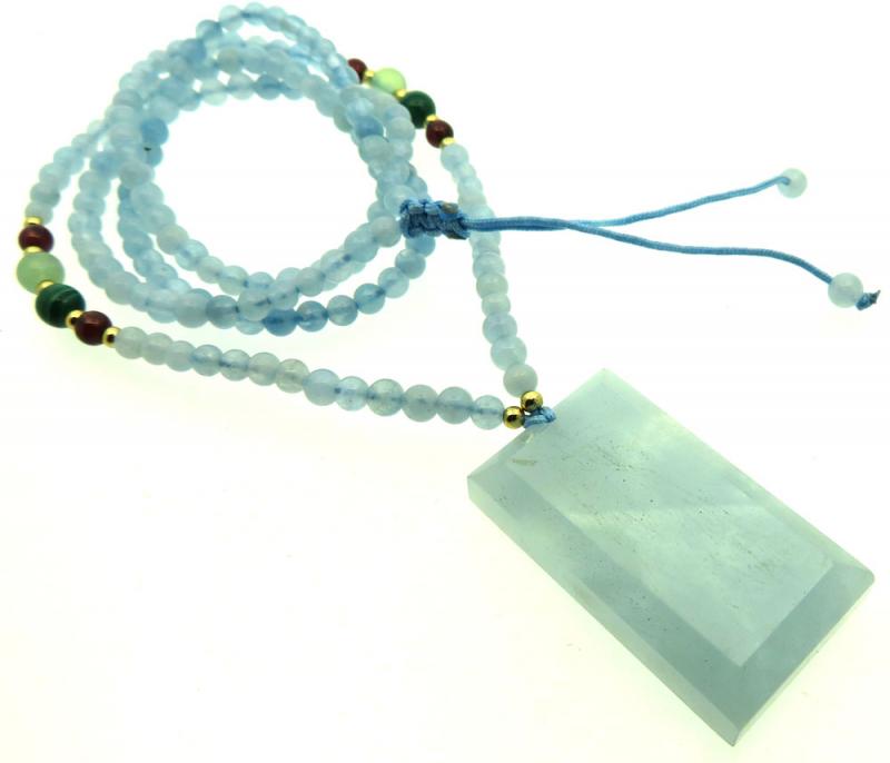 Aquamarine Gemstone 24 inch Necklace 03