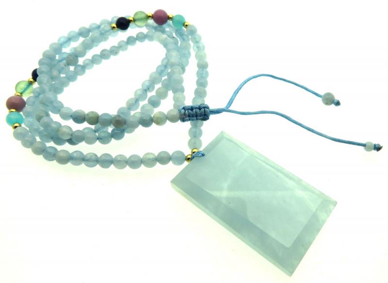 Aquamarine Gemstone 24 inch Necklace 04