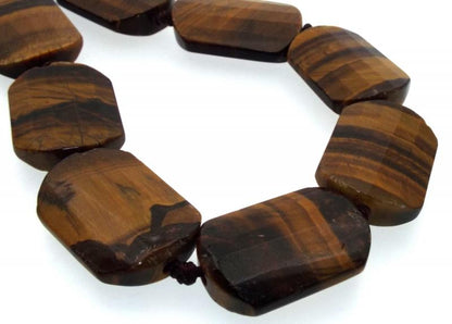 Tigers Eye Gemstone Flat Oval Shaped Bead Necklace