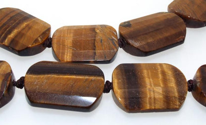 Tigers Eye Gemstone Flat Oval Shaped Bead Necklace