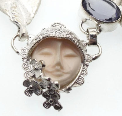 Amethyst and Iolite Indian Silver Goddess Necklace 01